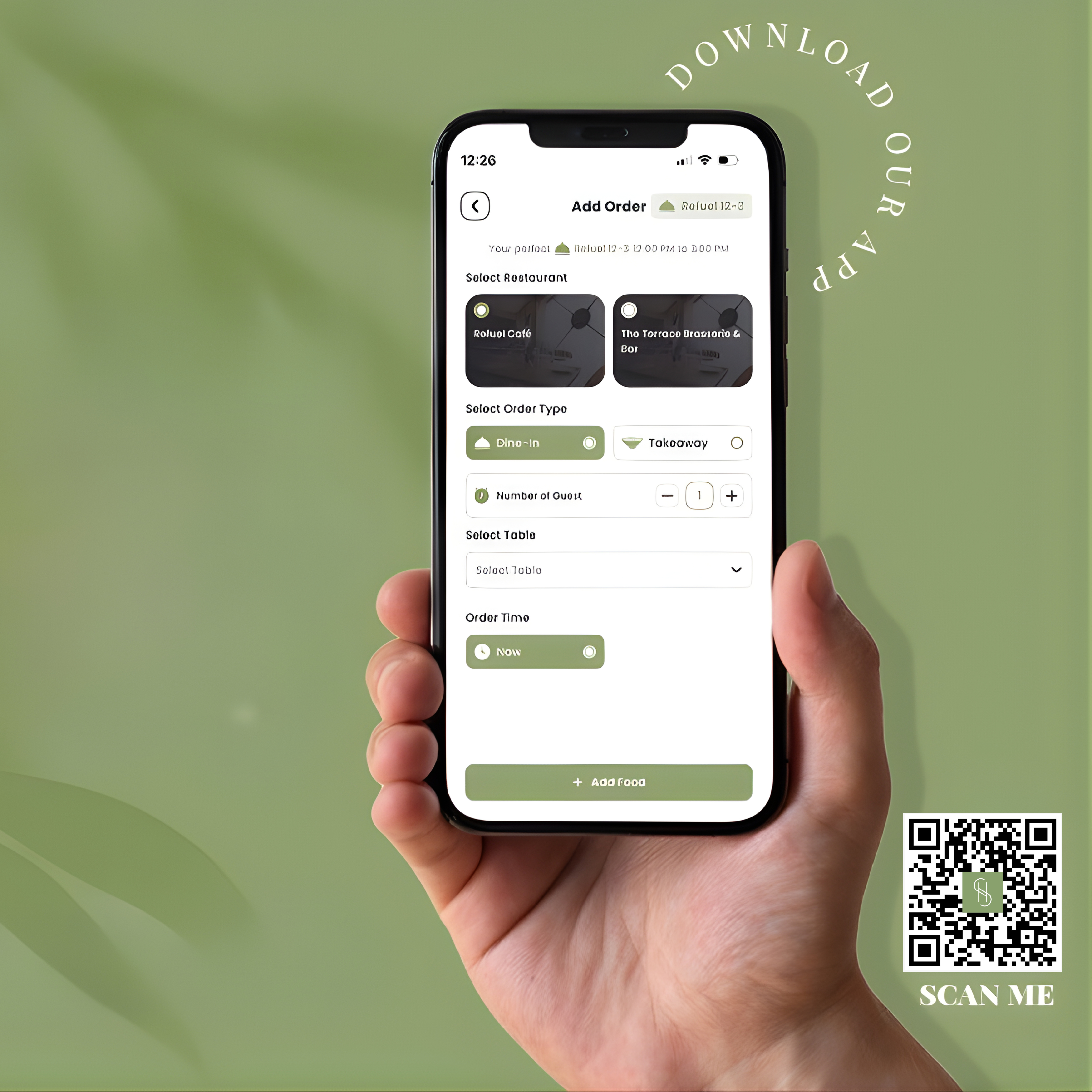 Refuel app download promotion with QR code